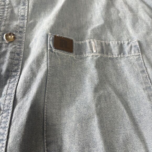 Wrangler Riggs Workwear Button Down Shirt Short Sleeve‎ Blue Size 3XT Denim - Picture 2 of 6